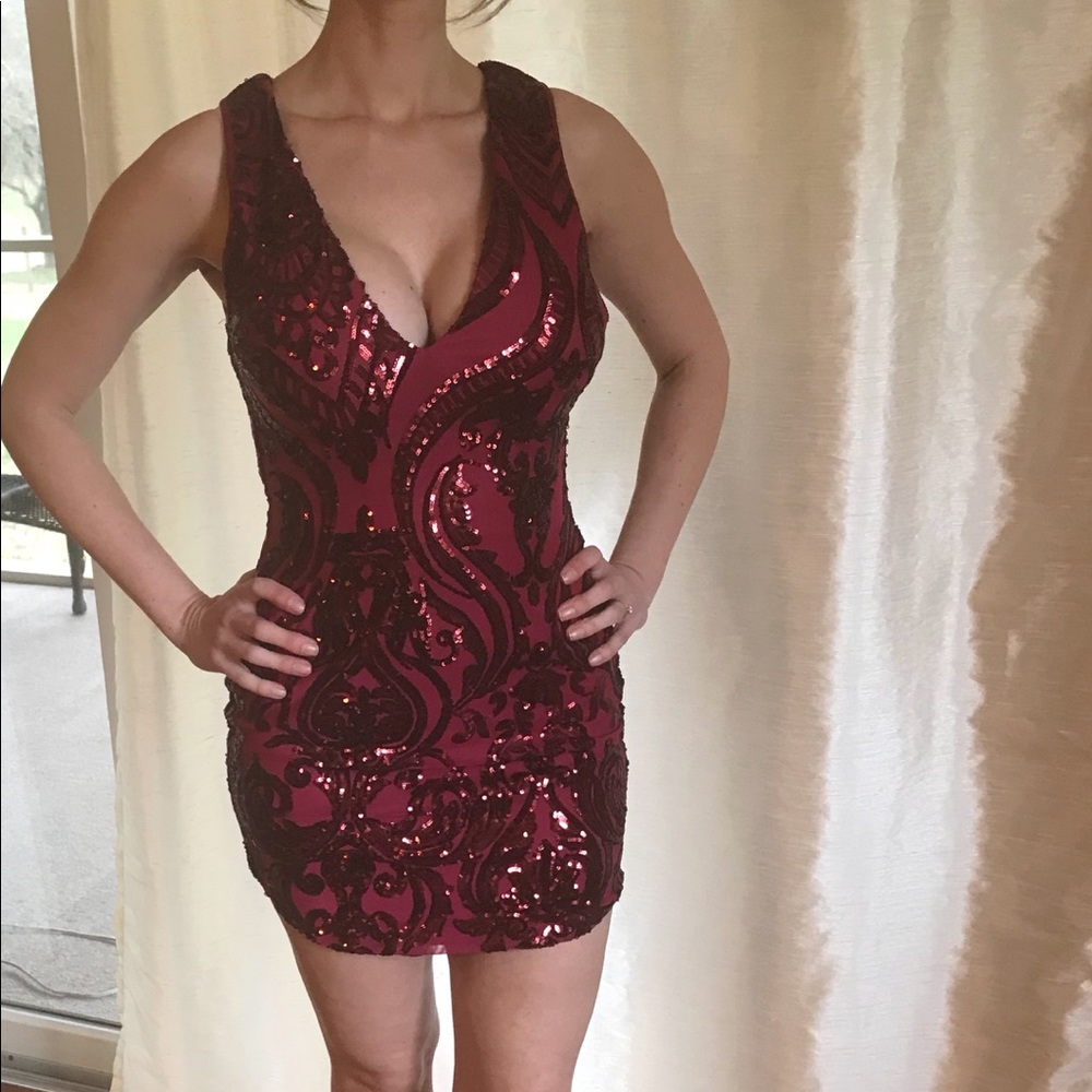 Gorgeous Ruby Sequined Mini Dress